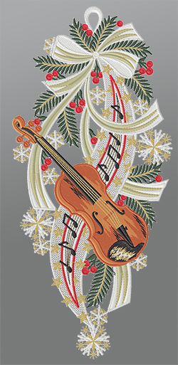 Fensterbild aus Plauener Spitze® - Weihnachtsmelodie #1W mehrfarbig