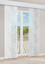 grün-weiss Vorschau Lysel - Flächenvorhang Frühlingszweige #1W in Grau-Beige grün-weiss