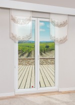 bronze Vorschau Plauener Spitze® - exklusive Schiebegardine Camallera #1W in Reinweiss bronze
