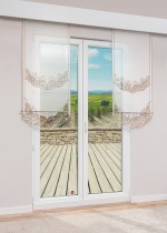 bronze Vorschau Plauener Spitze® - Schiebegardine Camallera #1W in Reinweiss bronze