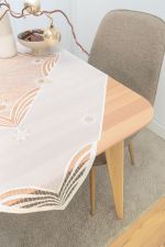ecru-gold Vorschau Tischdecke Plauener Spitze® - Wintermagie #1W in Silber ecru-gold
