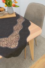 dunkelgrau Vorschau Tischdecke Plauener Spitze® - Halima #1W in Beige dunkelgrau