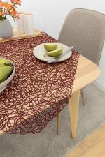 bordeaux Vorschau Tischdecke Plauener Spitze® - Tindra #1W in Grau bordeaux