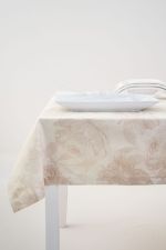 rosé-beige Vorschau Damasttischdecke von Lysel - Blumendesign #2M rosé-beige