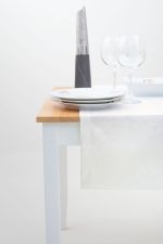 weiss Vorschau Damasttischläufer von Lysel - Blumendesign #2M weiss