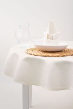 beige Vorschau Ovale Damasttischdecke von Lysel - Punkte #2M beige