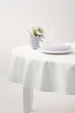 weiss Vorschau Ovale Damasttischdecke von Lysel - Punkte #2M weiss