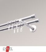 edelstahl-optik Vorschau Lysel - SET Opal 160cm Doppel-Kombiträger offen 2-Lauf mit Endstücke Kappe in Weiss #1W edelstahl-optik