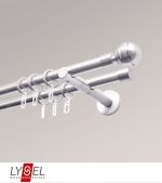 edelstahl-optik Vorschau Lysel - SET Opal 160cm Doppel-Kombiträger offen 2-Lauf mit Endstücke Kugel in Weiss #1W edelstahl-optik