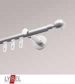 edelstahl-optik Vorschau Lysel - SET Opal Innenlauf 200cm Träger offen mit Endstücke Kugel in Weiss #1W edelstahl-optik